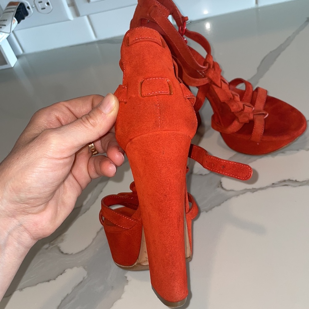 Casadei orange sueded Platform sandals size 6 - Picture 12 of 17